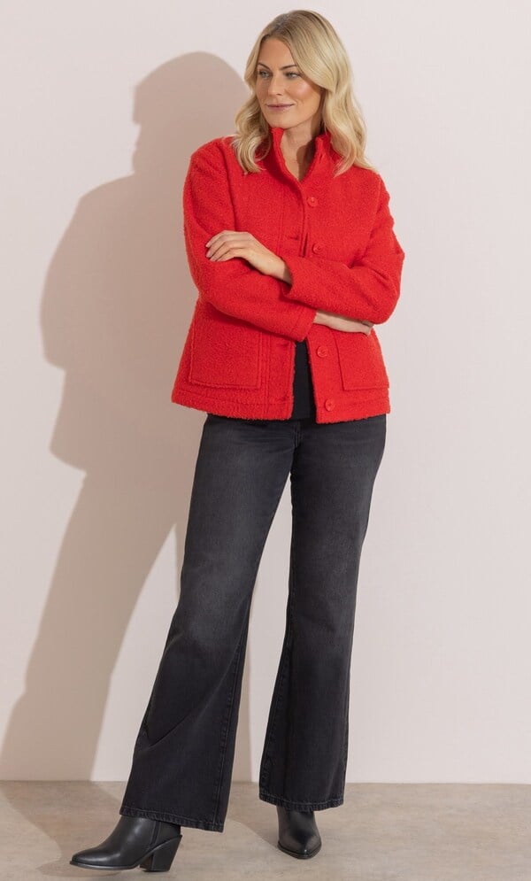 Anna Rose Button Up Boucle Jacket