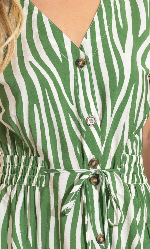 Printed Button Down Midi Dress