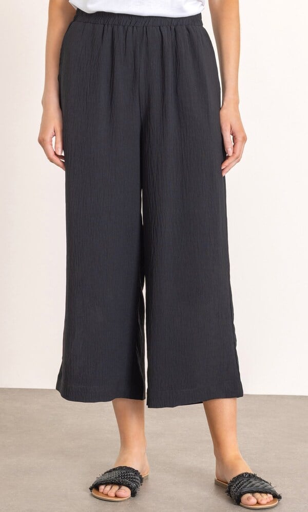 Cropped Wide Leg Pull On Trousers