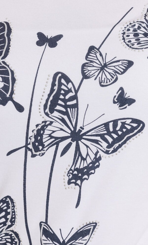 Anna Rose Embellished Butterfly Print Top