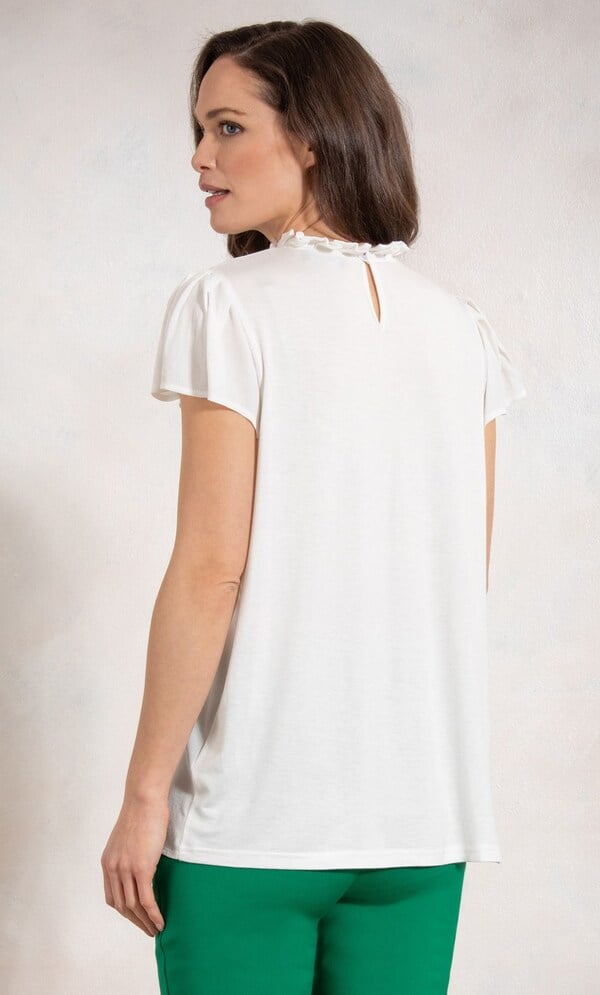 Ruffle Neck Short Sleeve Top