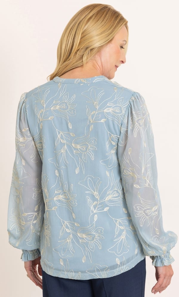 Anna Rose Shimmer Embroidered Top