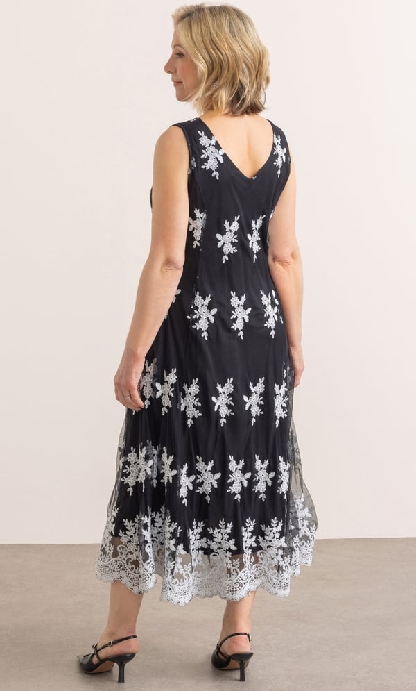 Anna Rose Embroidered Mesh Midi Dress