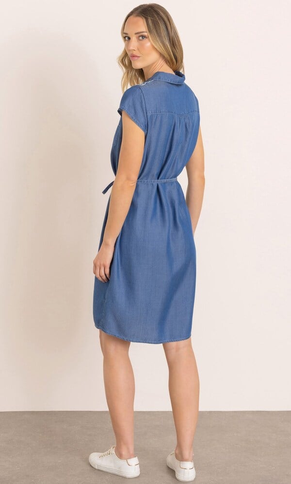 Embroidered Denim Dress