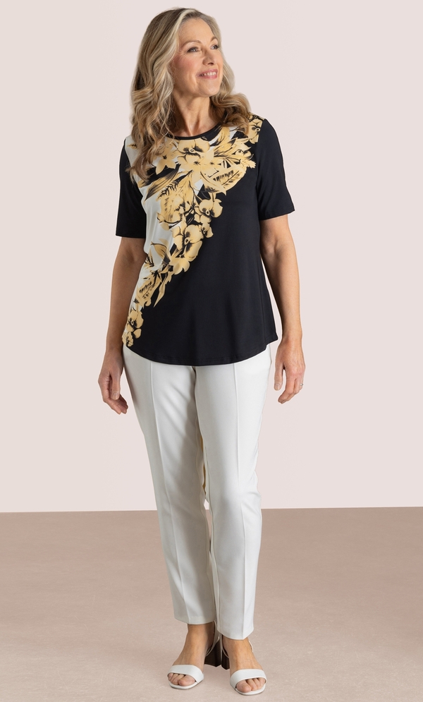 Anna Rose Embellished Floral Print Top