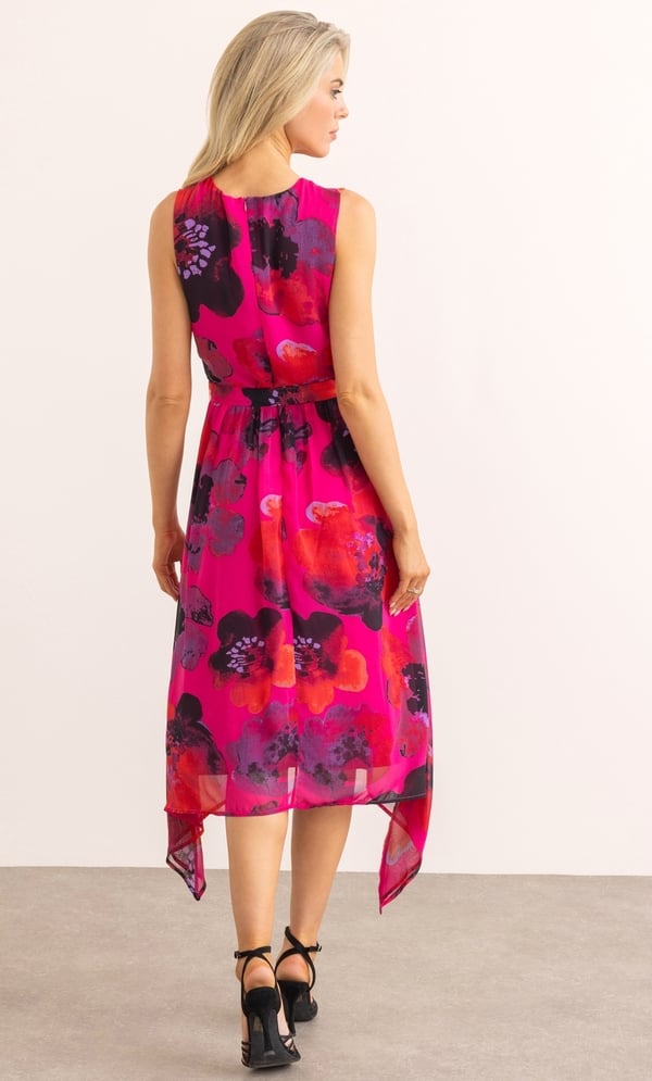 Floral Print Dipped Hem Dress