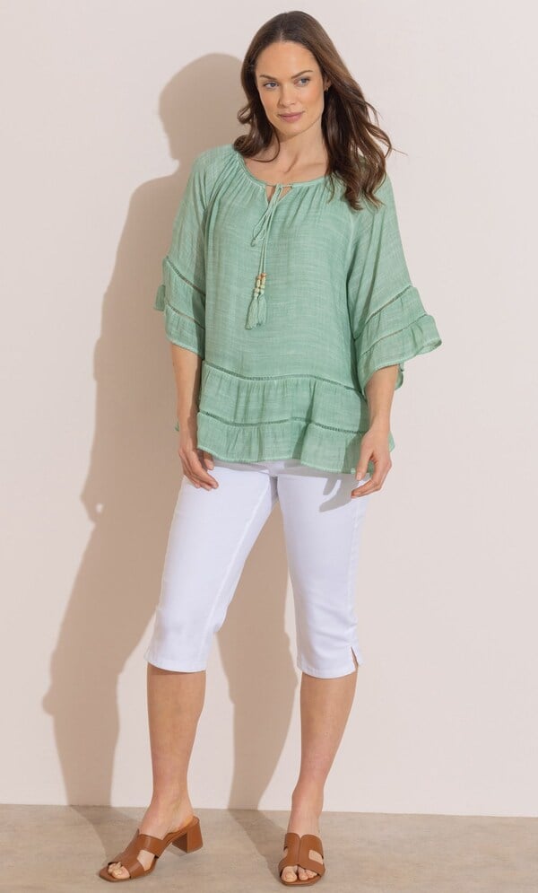 Ruffle Hem Peplum Top