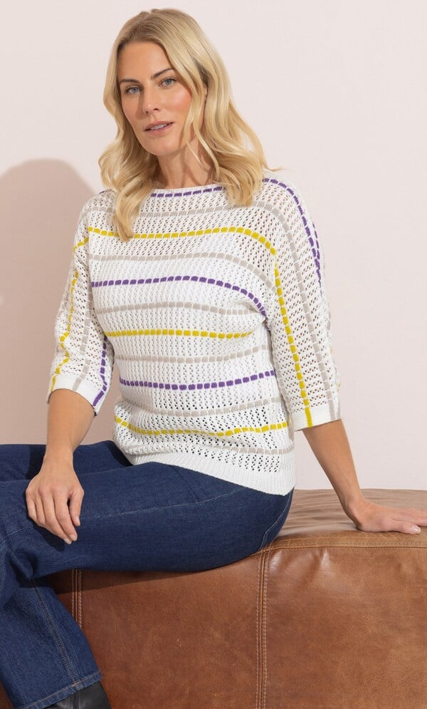 Striped Crochet Knit Jumper