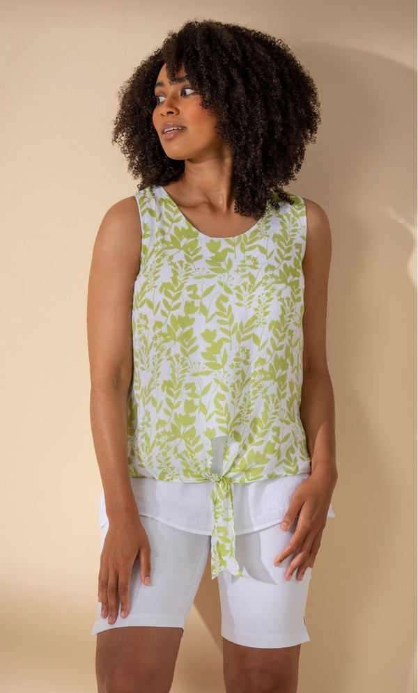 Sleeveless Double Layer Print Top