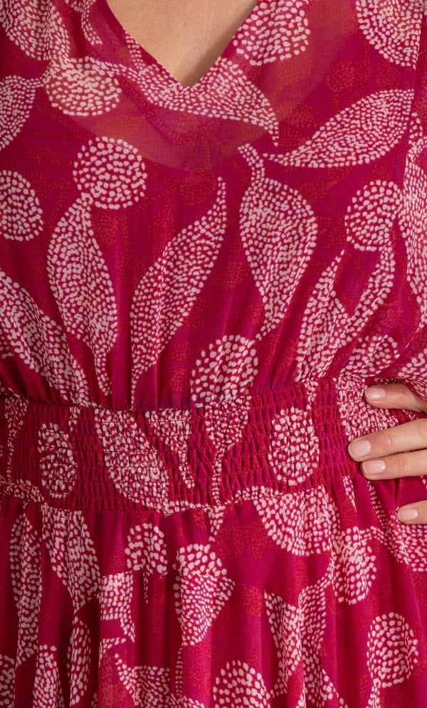 Printed Georgette V Neck Midi Dress