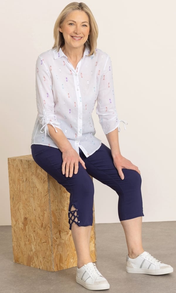 Anna Rose Cotton Blend Shimmer Blouse