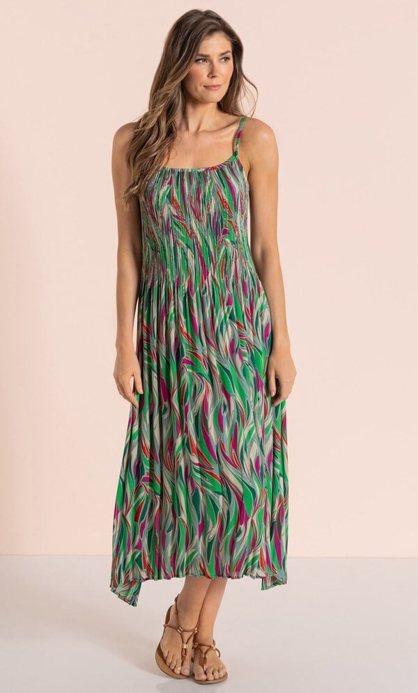 Pleat Printed Maxi Dress