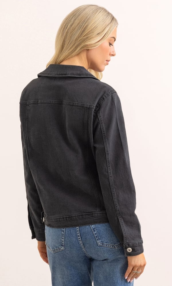 Cotton Blend Stretch Biker Jacket