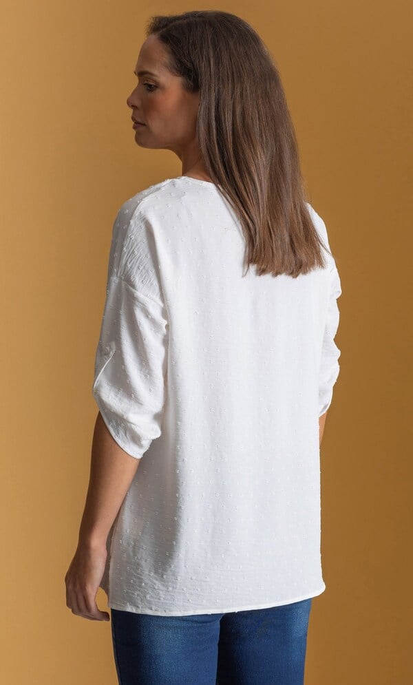 Dot Textured Top With Necklace