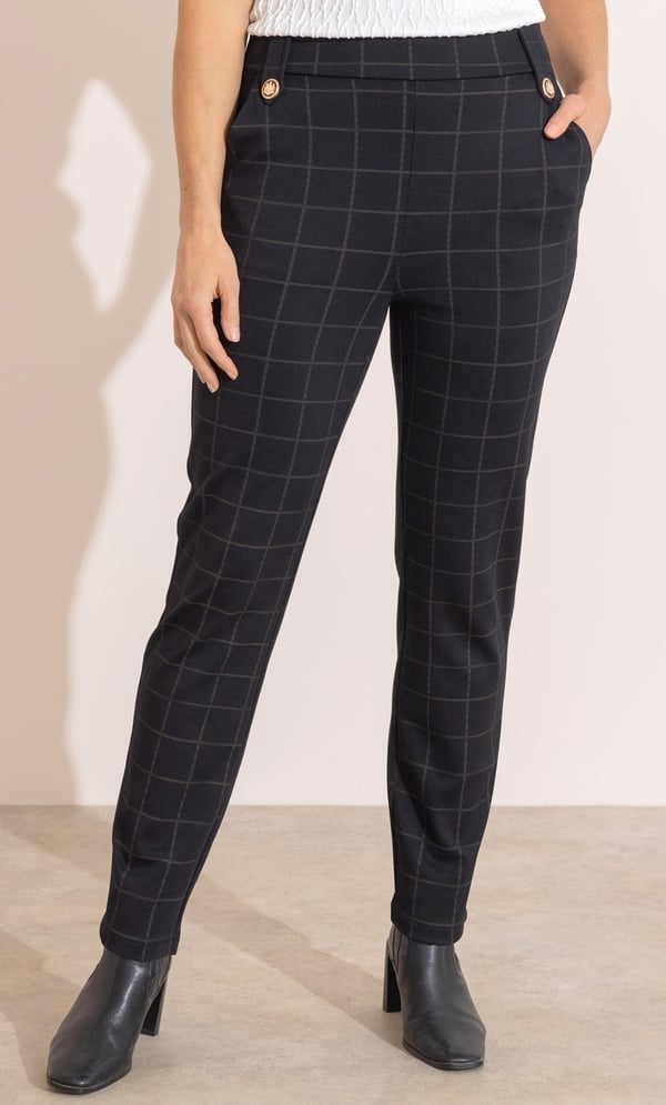 Anna Rose Check Elasticated Waist Trousers