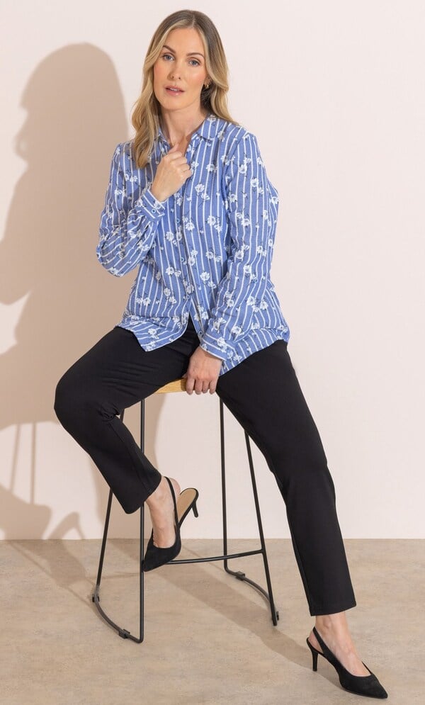 Anna Rose Floral And Stripe Blouse