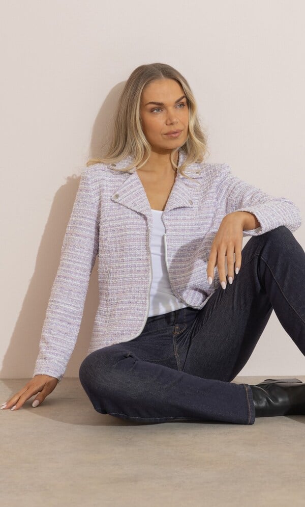 Shimmer Boucle Biker Jacket