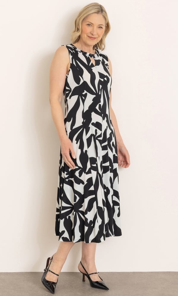 Anna Rose Embellished Fit And Flare Printed Dress
