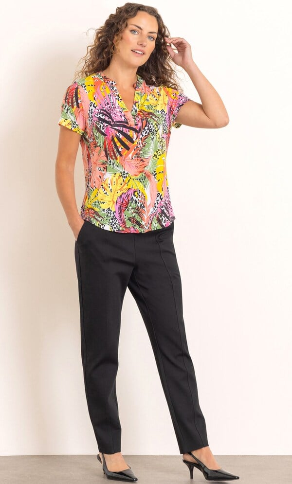 Anna Rose Tropical Print Jersey Top