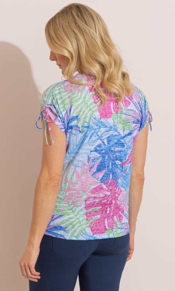 Anna Rose Embellished Leaf Print T Shirt