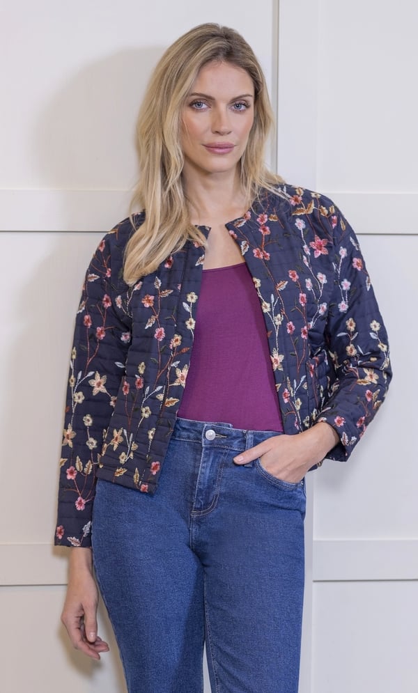 Floral Embroidered Quilted Jacket
