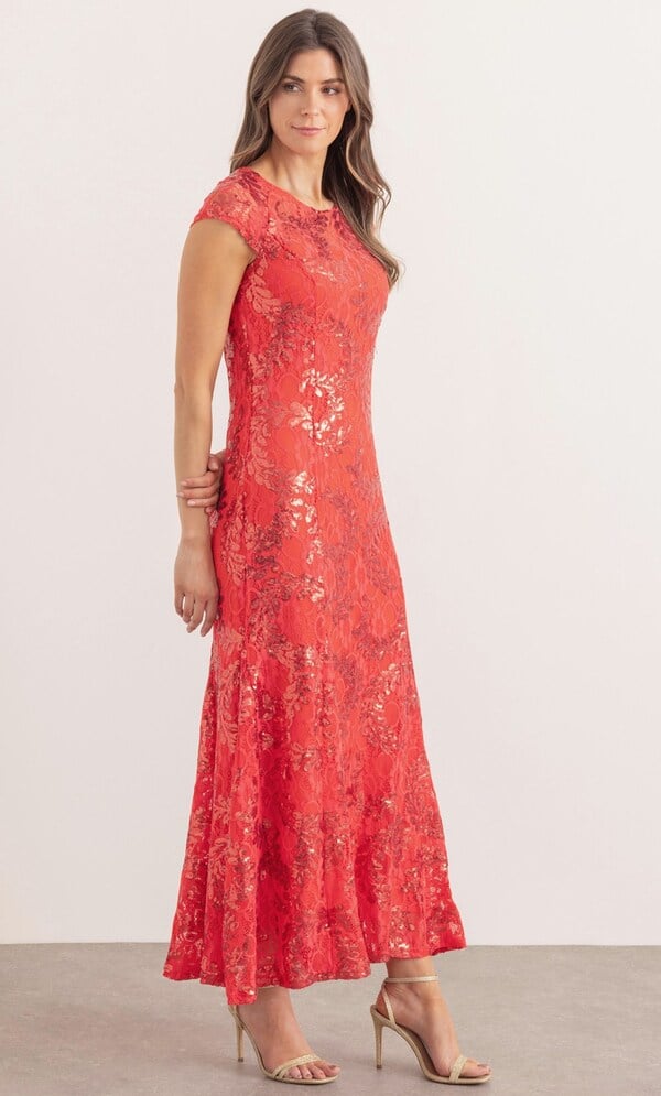 Sequinned Lace Maxi Dress