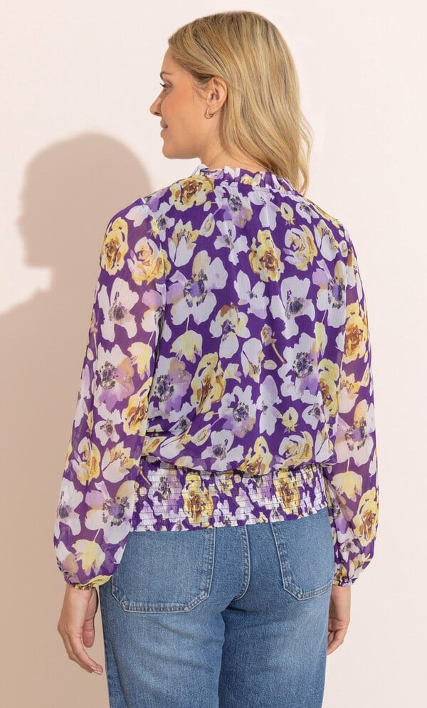 Printed Smocked Hem Top