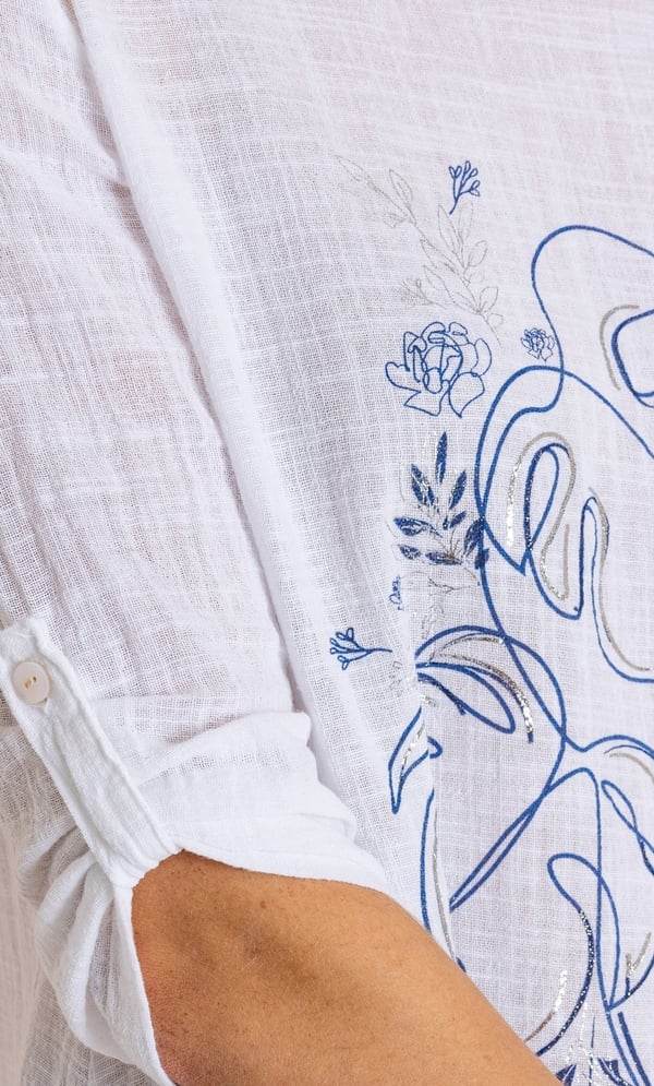 Printed Dipped Hem Tunic Top