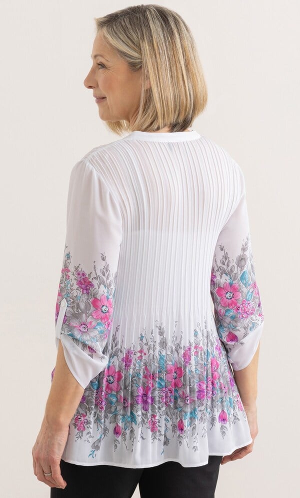 Anna Rose Border Print Pleated Top