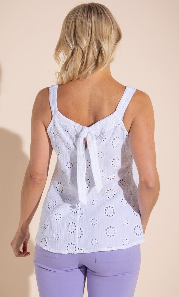 Cotton Eyelet Embroidered Sleeveless Top