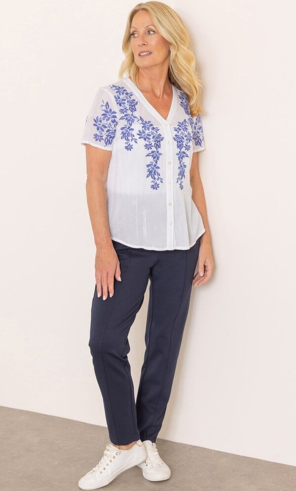 Anna Rose Embroidered Short Sleeve Blouse