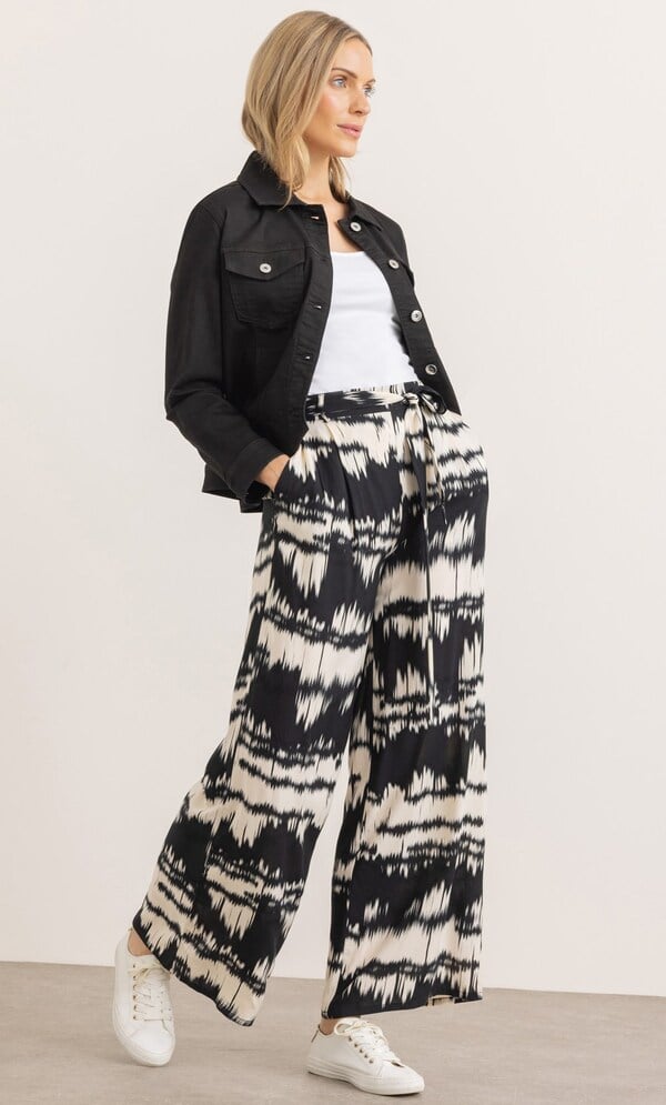 Printed Wide Leg Trousers