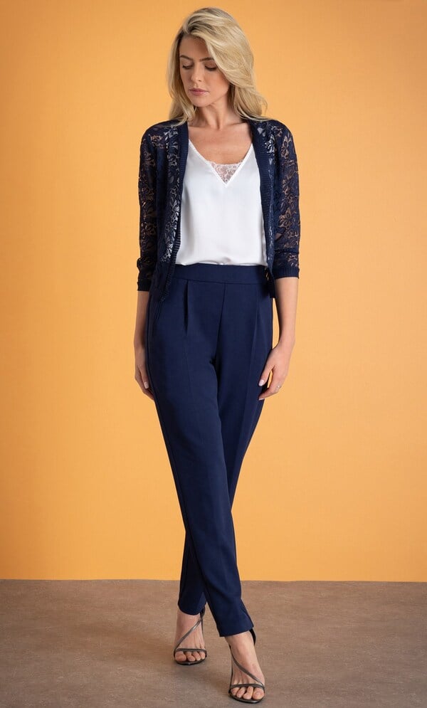 Pull On Slim Leg Crepe Trousers