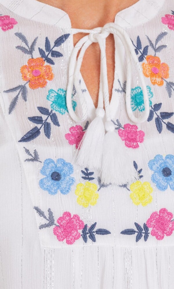 Anna Rose Embroidered And Shimmer Stripe Top