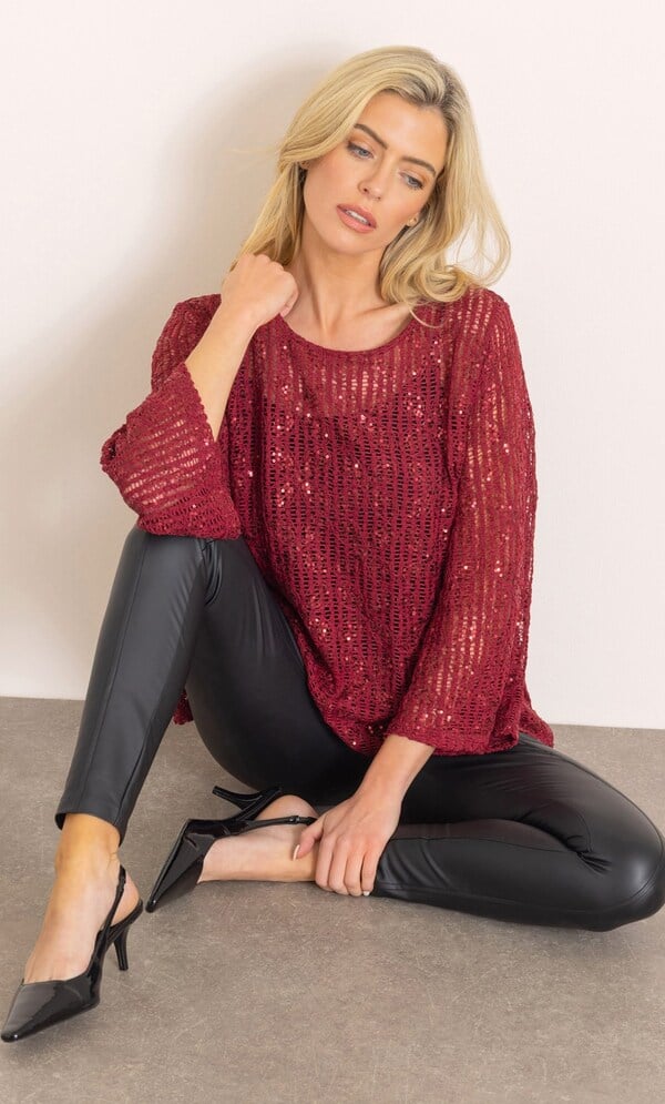 Open Sequin Knitted Top