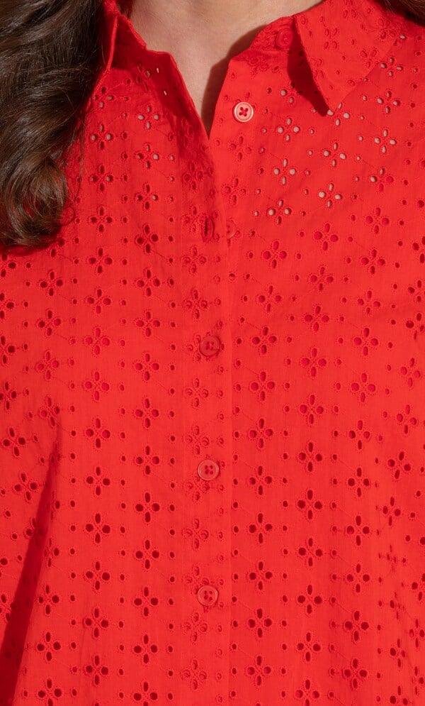 Embroidered Eyelet Cotton Shirt
