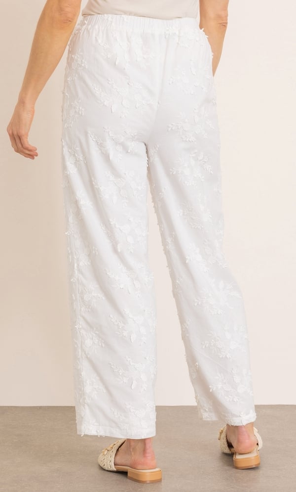 Pull On Cotton Applique Wide Leg Trousers