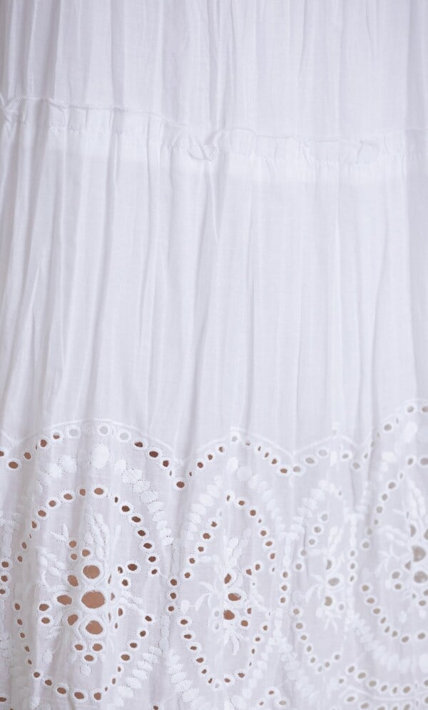 Embroidered Boho Cotton Midi Skirt
