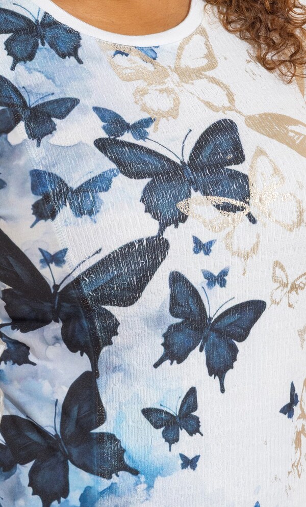 Anna Rose Butterfly Foil Print Top