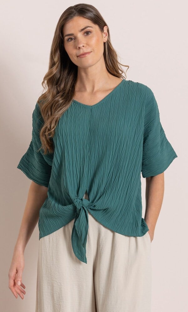 Textured Tie Hem Top
