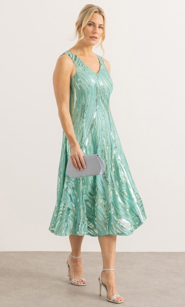 Sequinned Mesh Sleeveless Dress