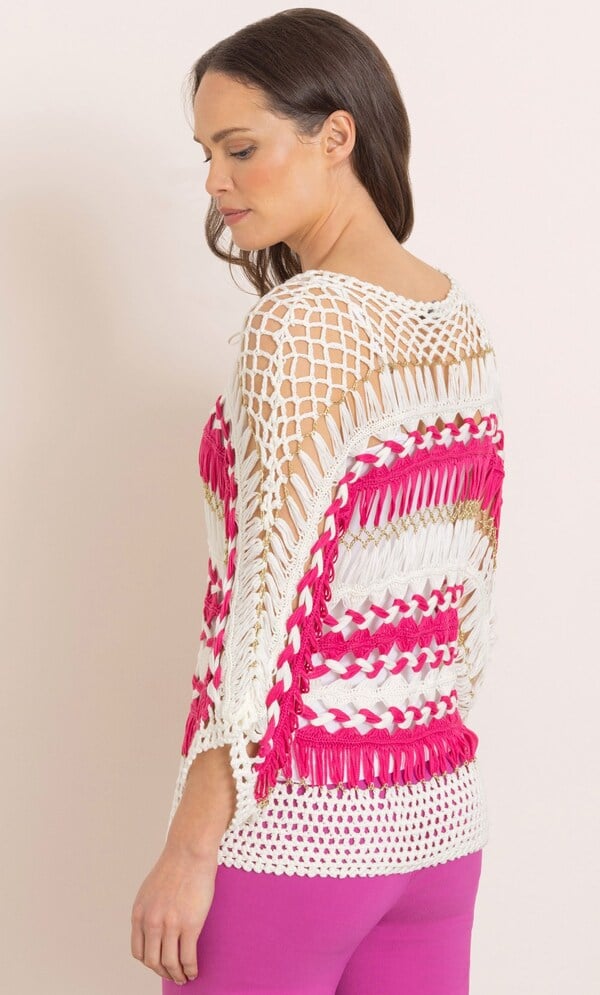 Striped Open Knit Top