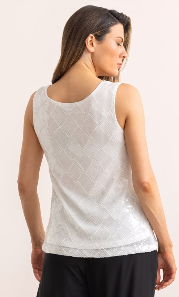 Sequinned Sleeveless Mesh Top