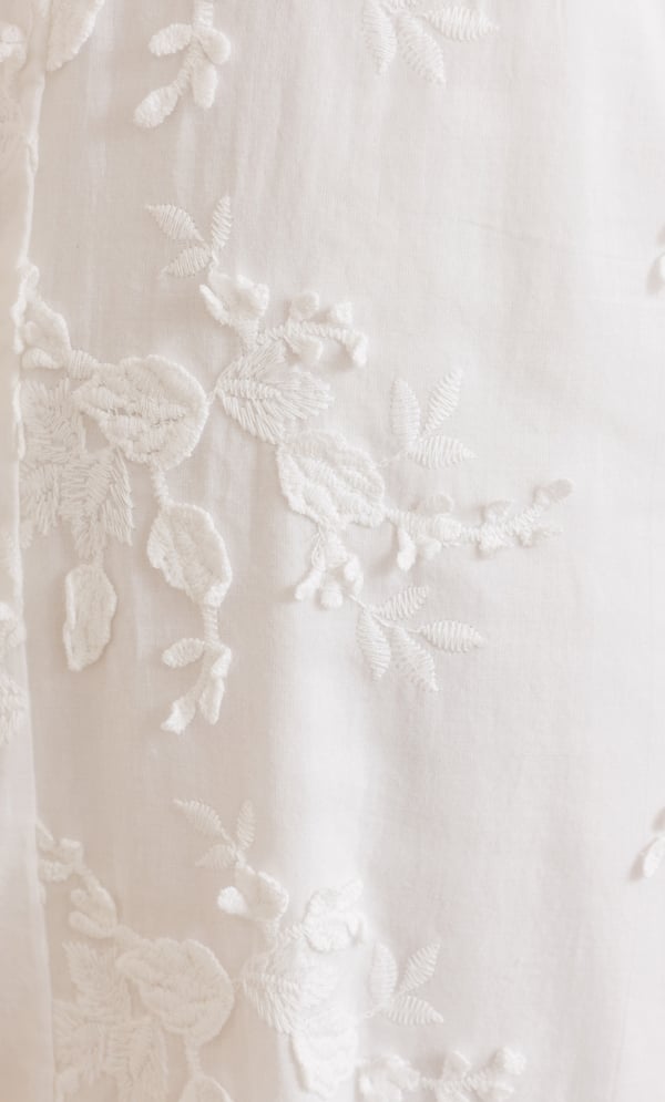 Pull On Cotton Applique Wide Leg Trousers