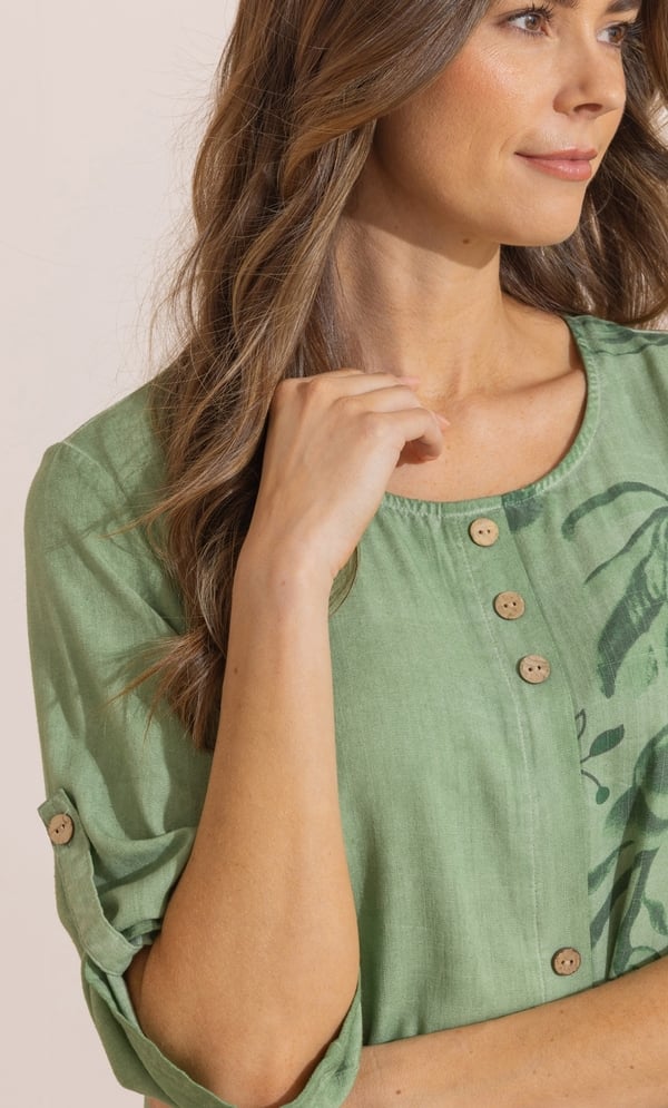 Printed Relaxed Fit Linen Blend Dress