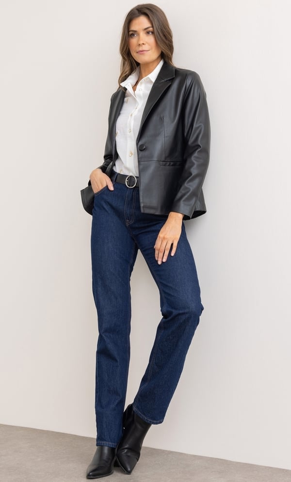 Faux Leather Blazer