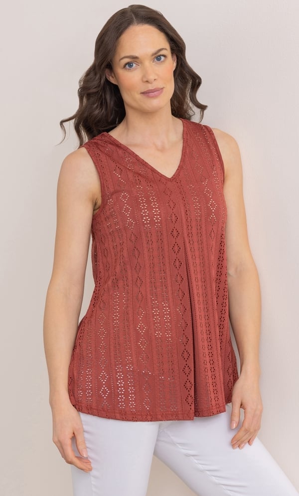 Eyelet Cut Sleeveless Top