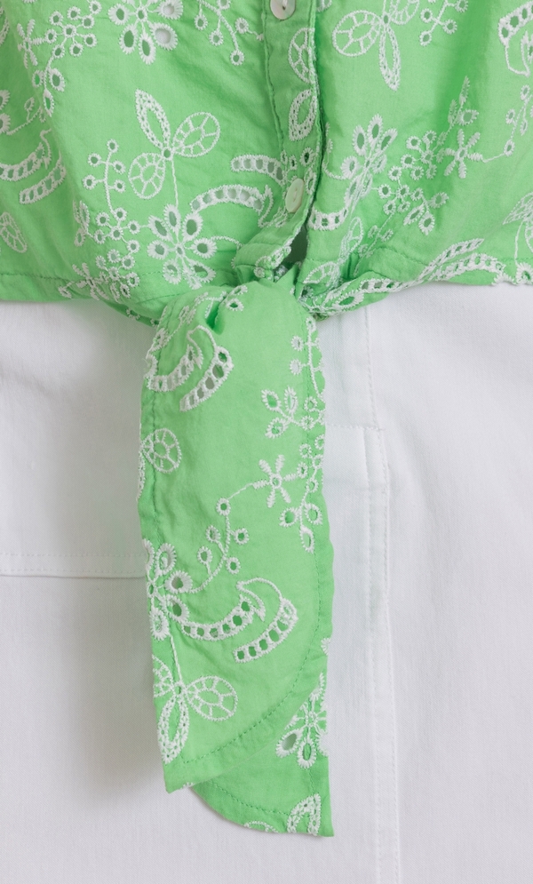 Floral Embroidered Eyelet Cotton Top