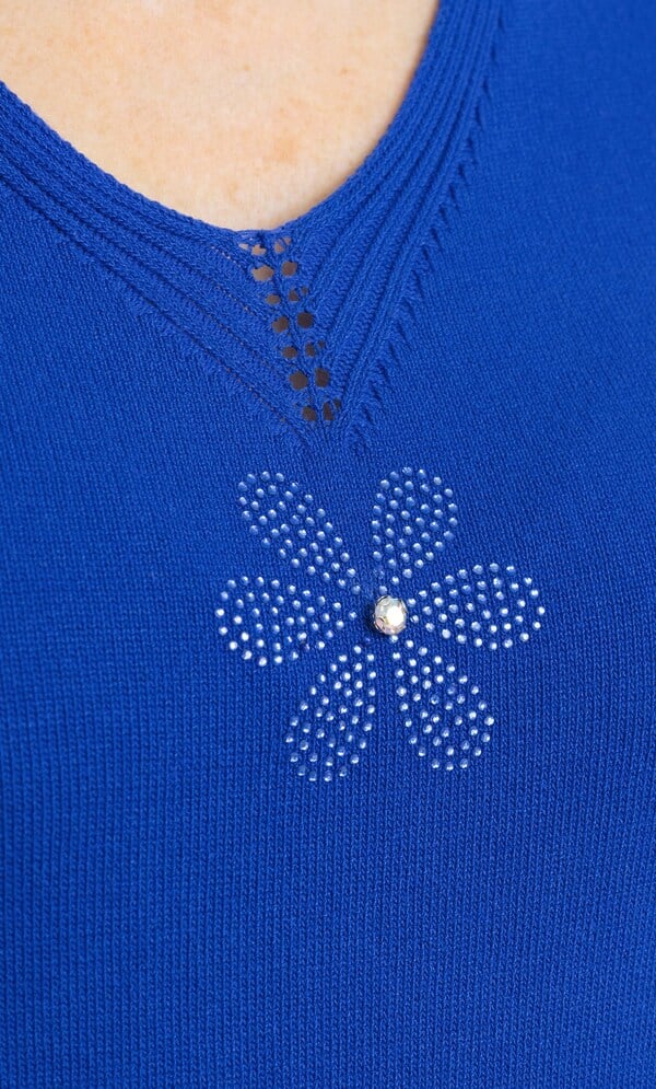 Anna Rose Embellished Short Sleeve Knit Top