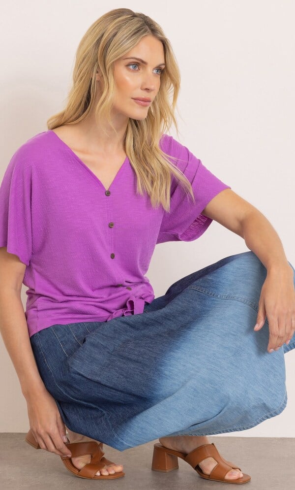 Textured Tie Hem Top